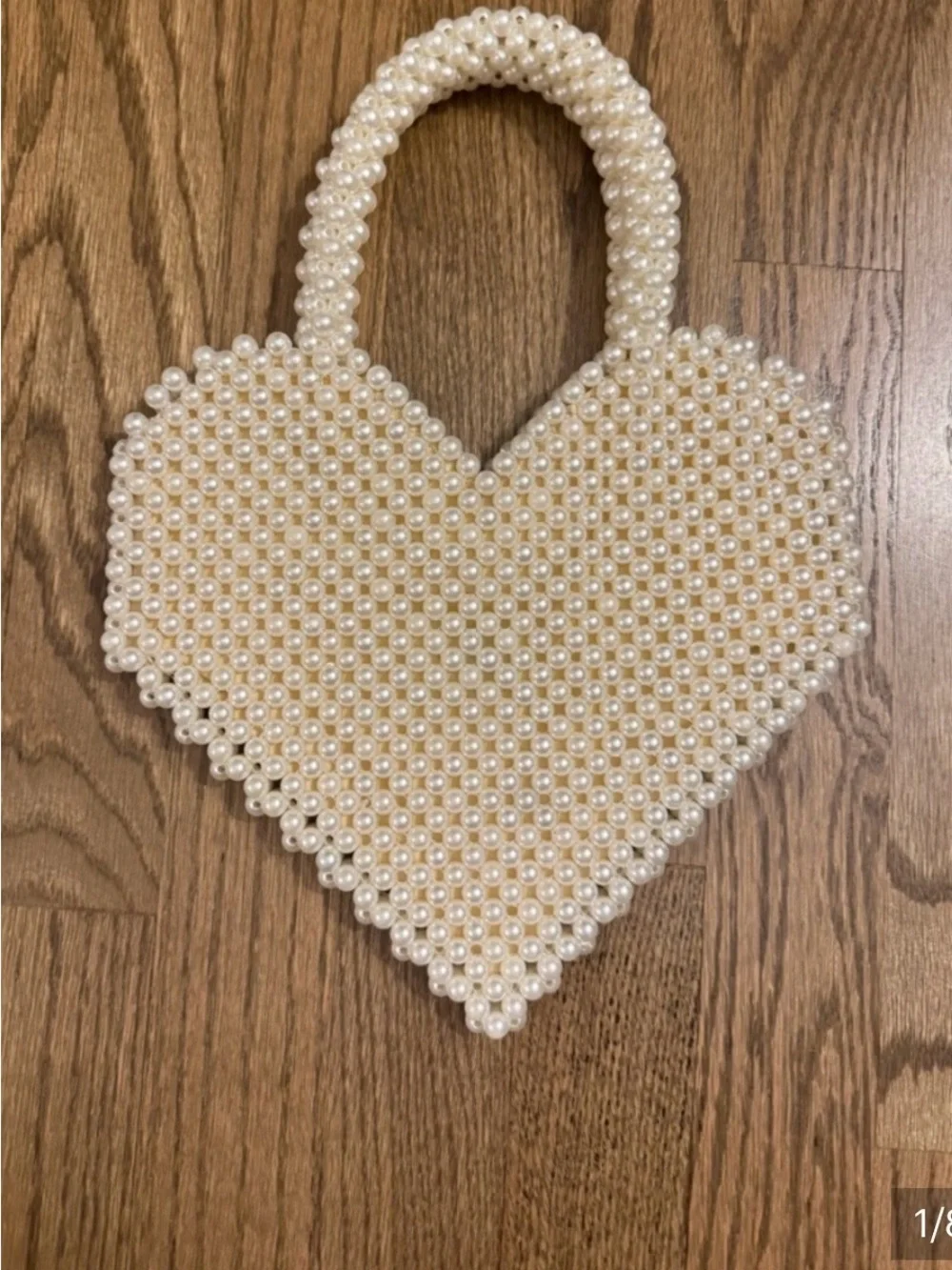 a new day Pearl Beaded Heart Clutch - Cream
